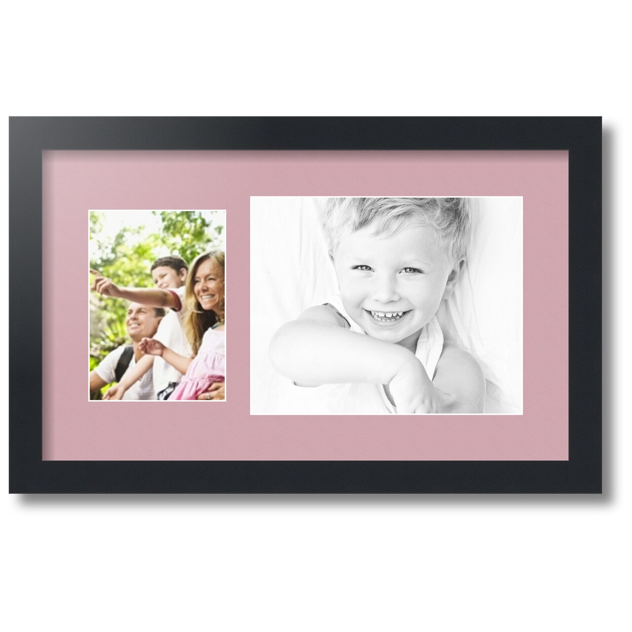 ArtToFrames Collage Photo Picture Frame with 1 - 5x7, 8x10 inch Openings, Framed in Black with Over 62 Mat Color Options and Regular Glass (CSM-3926-166)